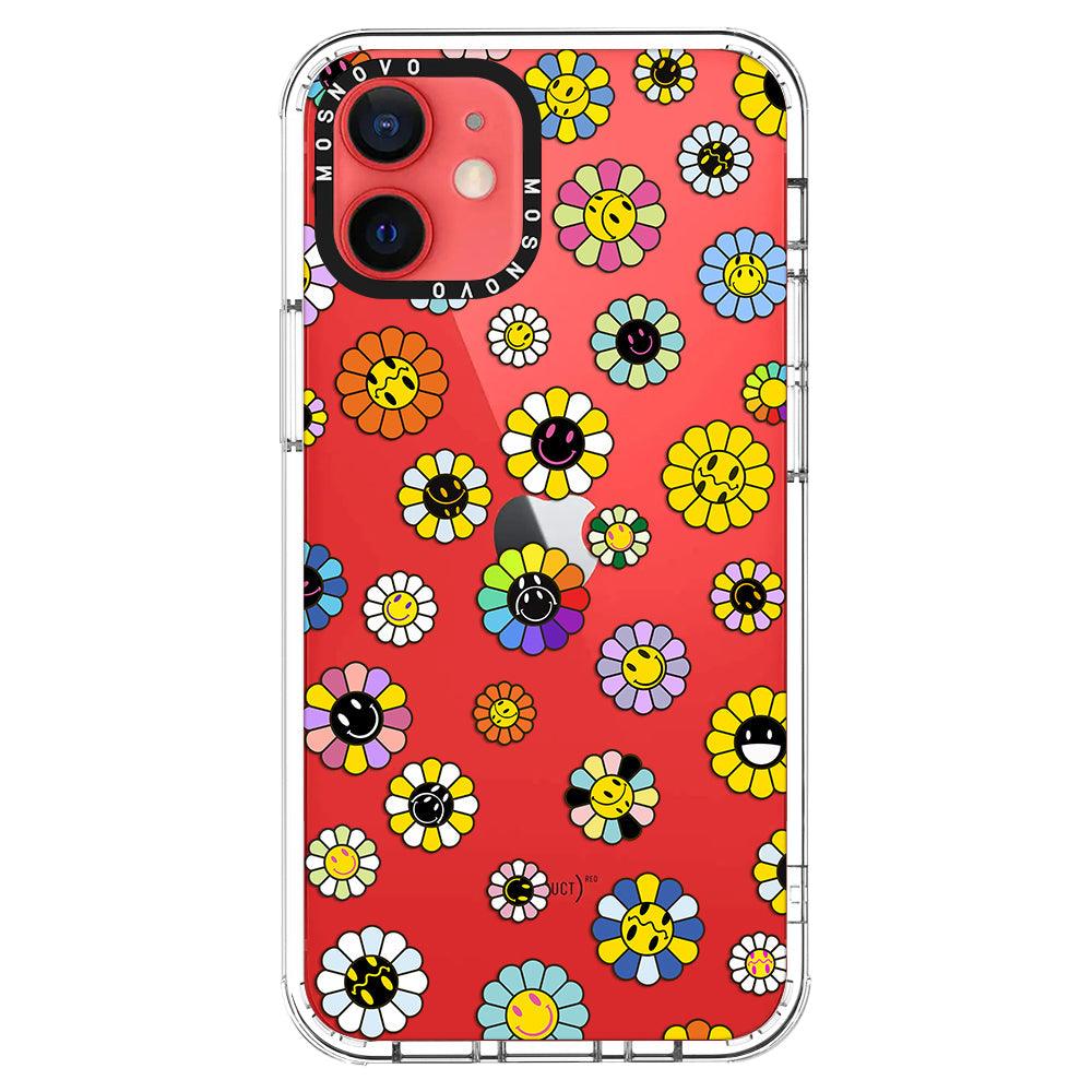 Flower Smiley Face Phone Case - iPhone 12 Case - MOSNOVO