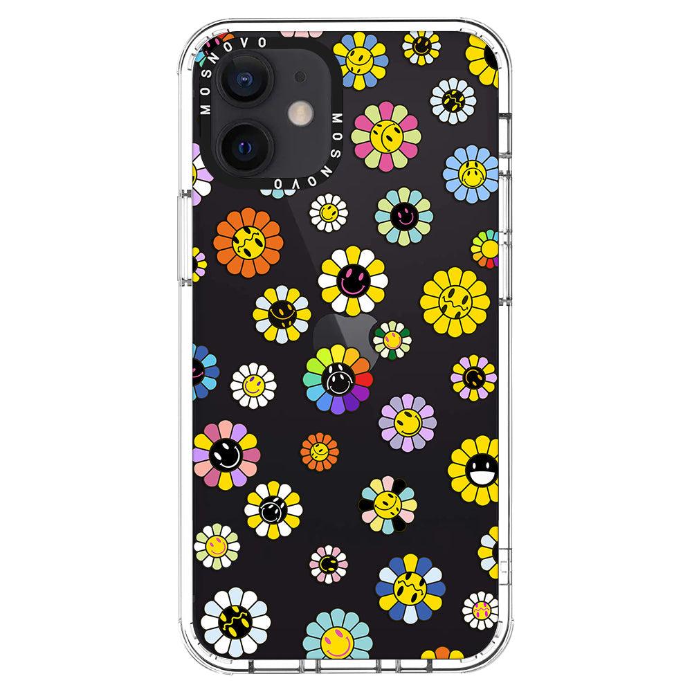 Flower Smiley Face Phone Case - iPhone 12 Case - MOSNOVO