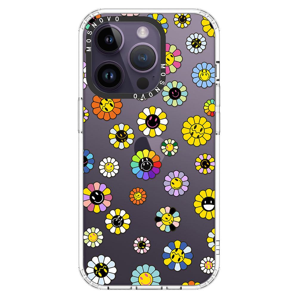 Flower Smiley Face Phone Case - iPhone 14 Pro Case - MOSNOVO