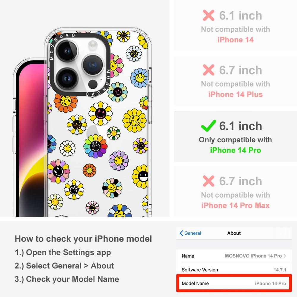 Flower Smiley Face Phone Case - iPhone 14 Pro Case - MOSNOVO