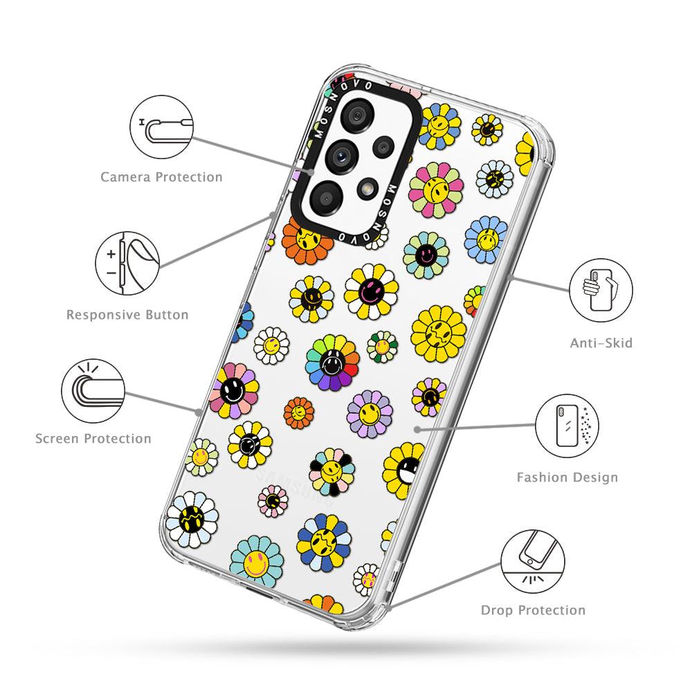 Flower Smiley Face Phone Case - Samsung Galaxy A53 Case - MOSNOVO