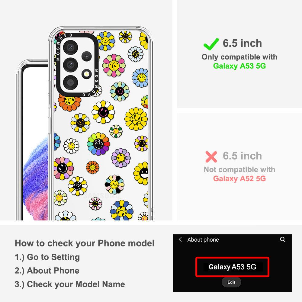 Flower Smiley Face Phone Case - Samsung Galaxy A53 Case - MOSNOVO