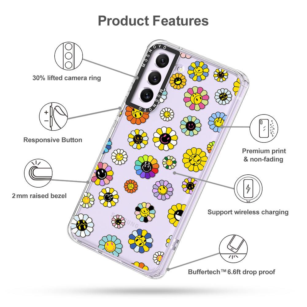 Flower Smiley Face Phone Case - Samsung Galaxy S21 FE Case - MOSNOVO