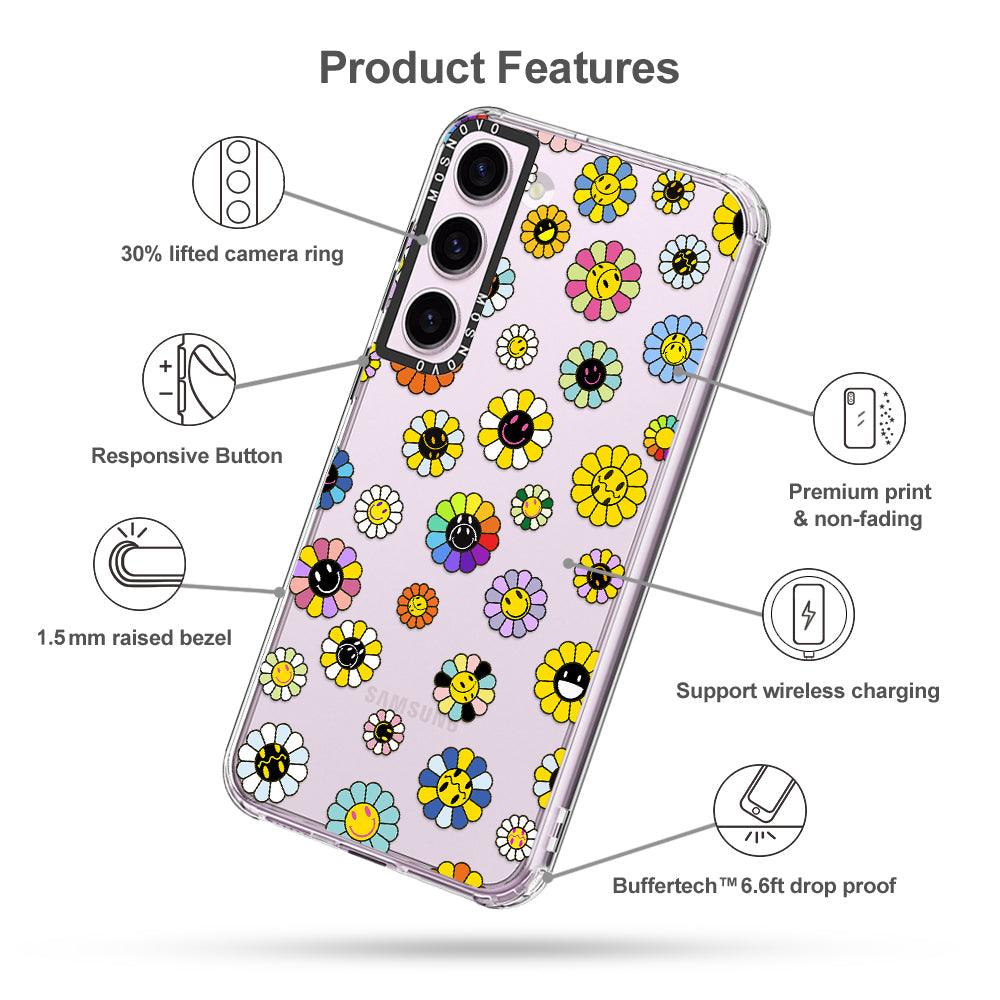 Flower Smiley Face Phone Case - Samsung Galaxy S23 Plus Case - MOSNOVO