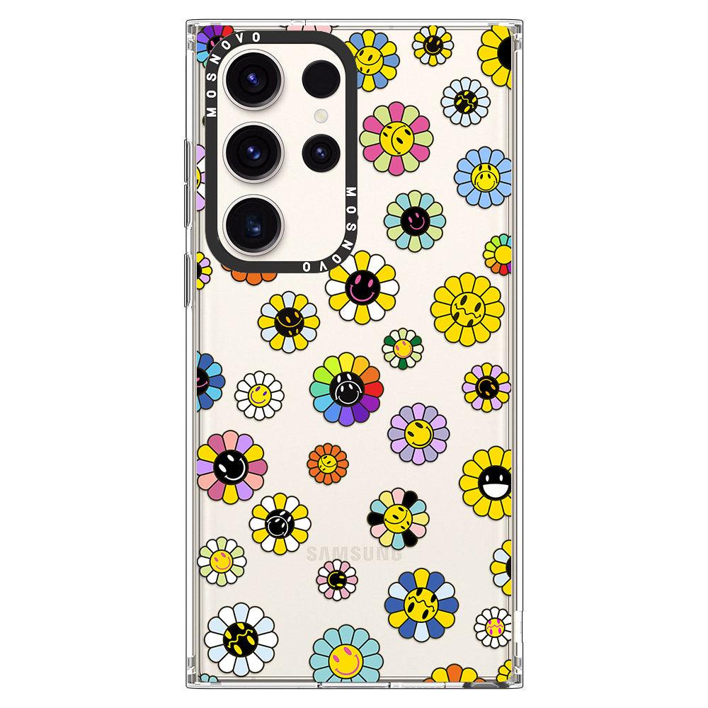 Flower Smiley Face Phone Case - Samsung Galaxy S23 Ultra Case - MOSNOVO