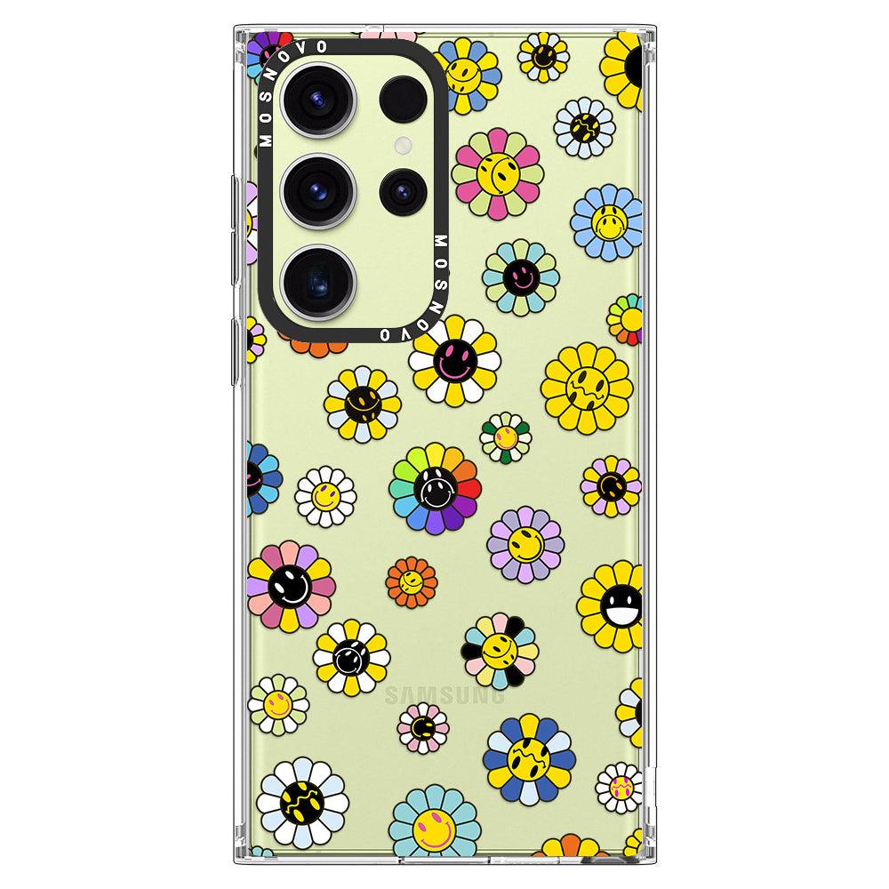 Flower Smiley Face Phone Case - Samsung Galaxy S23 Ultra Case - MOSNOVO