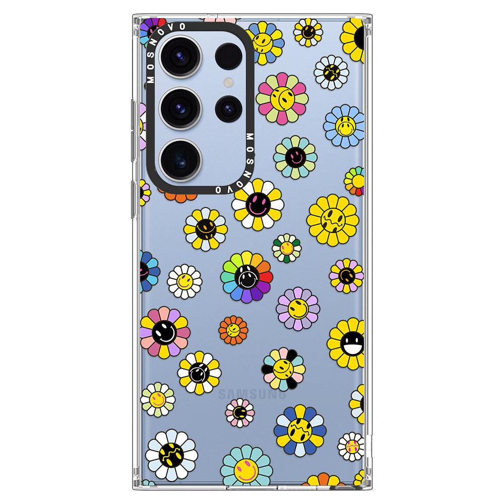 Flower Smiley Face Phone Case - Samsung Galaxy S23 Ultra Case - MOSNOVO