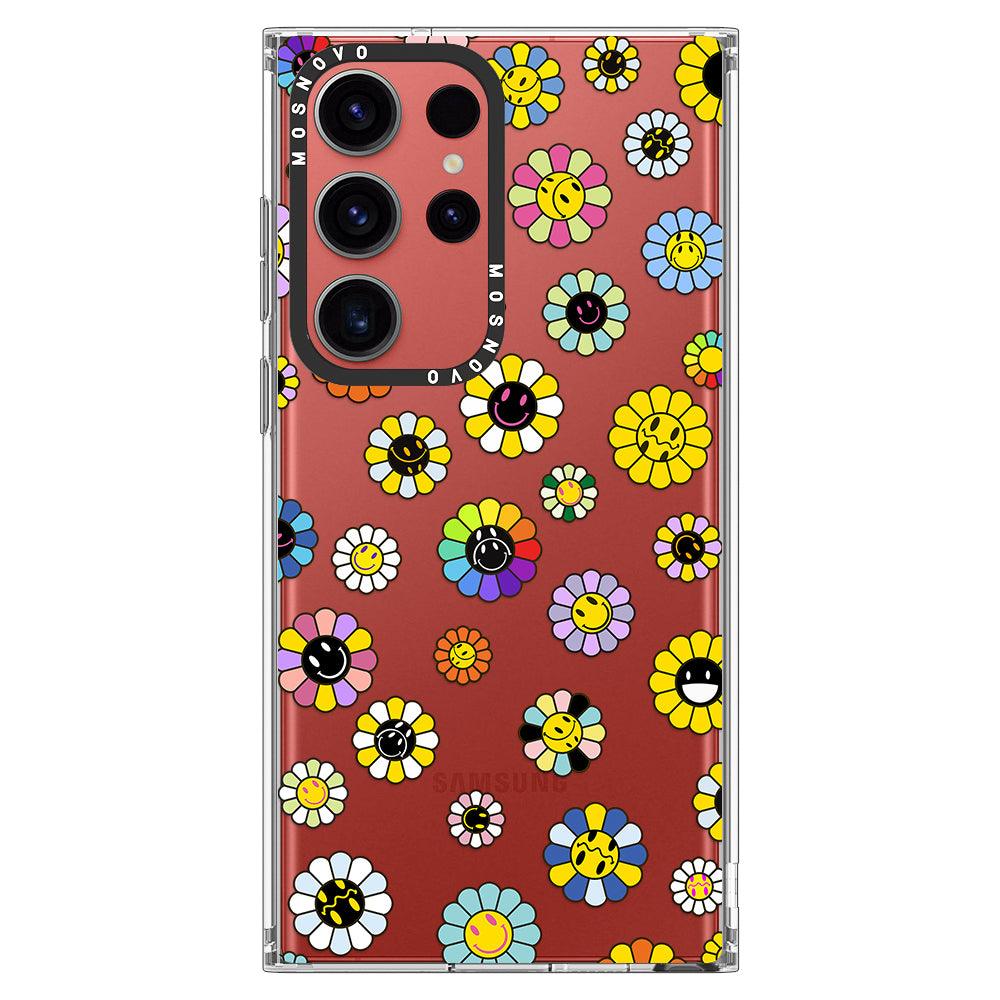 Flower Smiley Face Phone Case - Samsung Galaxy S23 Ultra Case - MOSNOVO