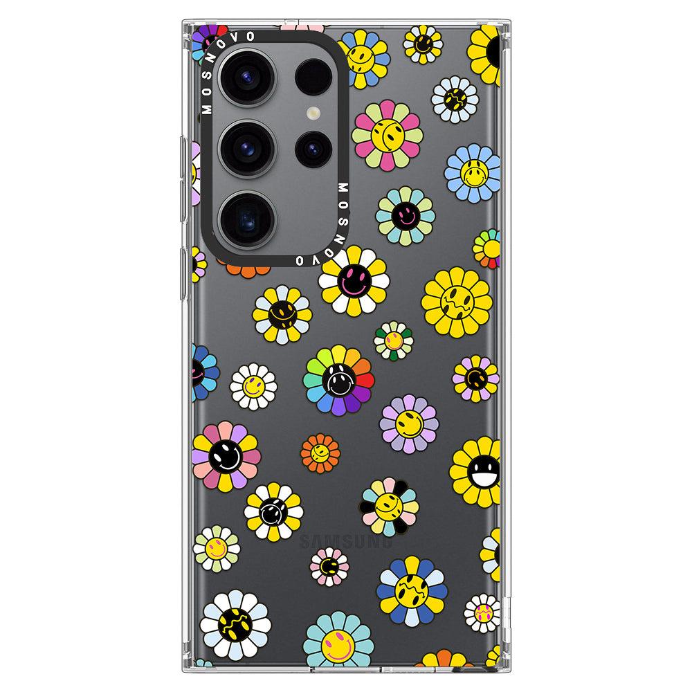 Flower Smiley Face Phone Case - Samsung Galaxy S23 Ultra Case - MOSNOVO