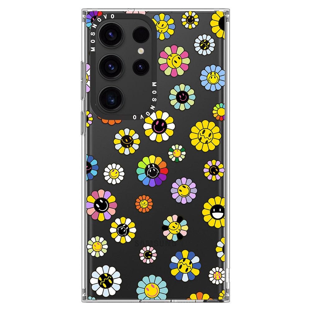 Flower Smiley Face Phone Case - Samsung Galaxy S23 Ultra Case - MOSNOVO