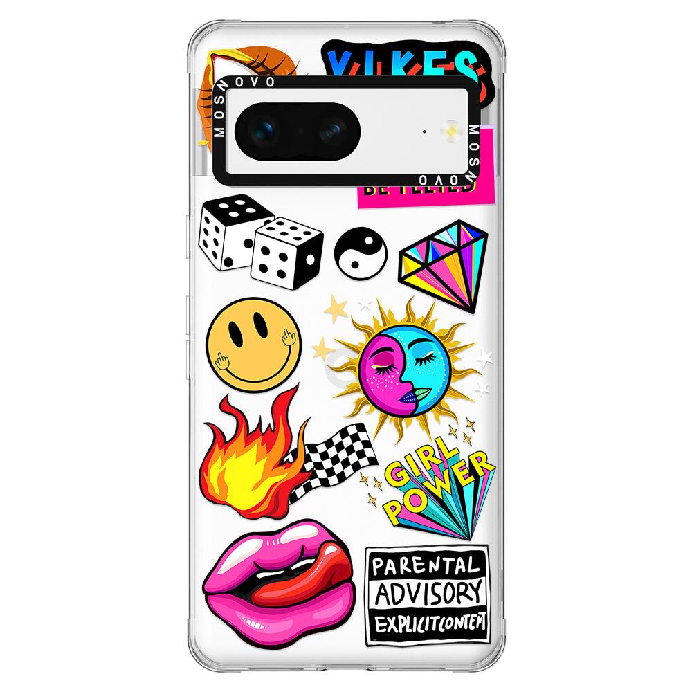 Funky Stickers Phone Case - Google Pixel 7 Case - MOSNOVO