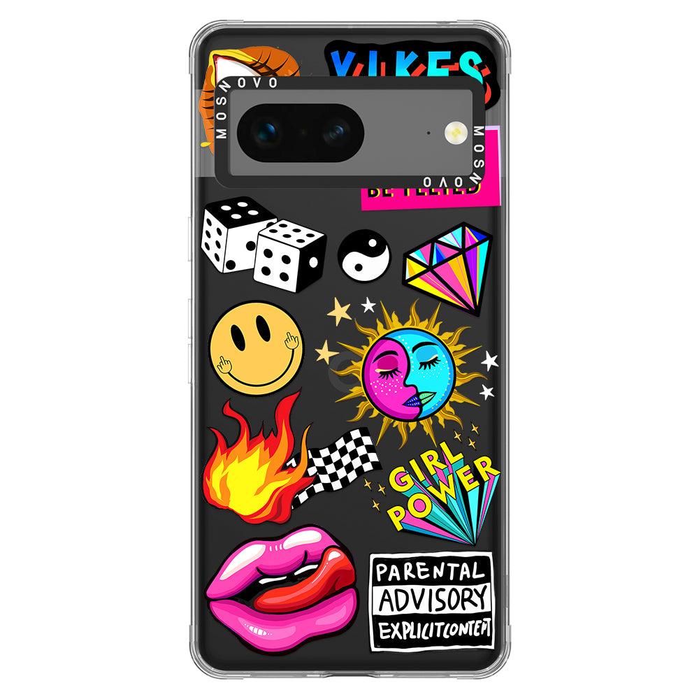 Funky Stickers Phone Case - Google Pixel 7 Case - MOSNOVO