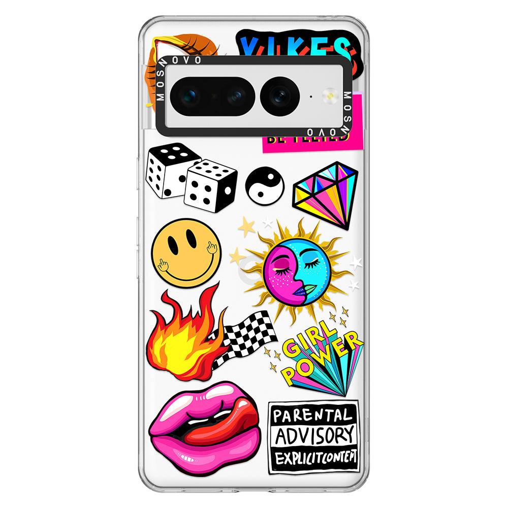 Funky Stickers Phone Case - Google Pixel 7 Pro Case - MOSNOVO