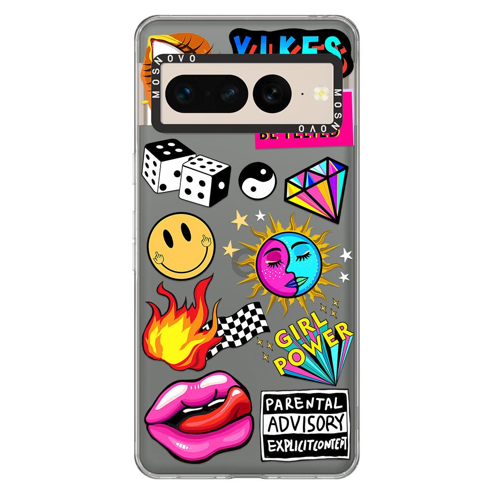 Funky Stickers Phone Case - Google Pixel 7 Pro Case - MOSNOVO