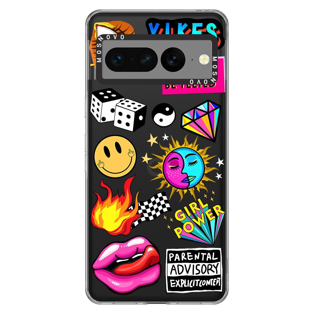 Funky Stickers Phone Case - Google Pixel 7 Pro Case - MOSNOVO