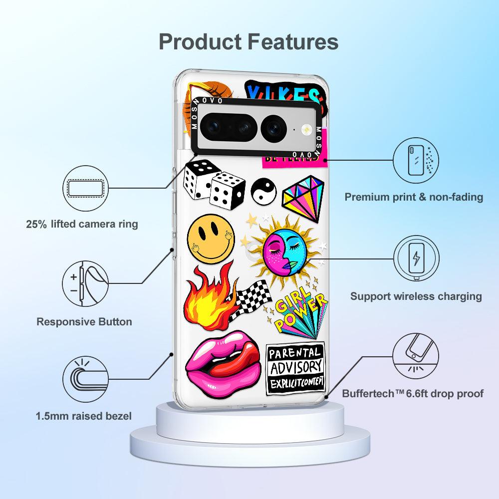 Funky Stickers Phone Case - Google Pixel 7 Pro Case - MOSNOVO