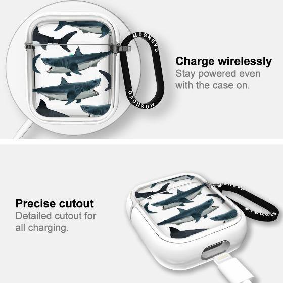 White Shark AirPods 1/2 Case - MOSNOVO