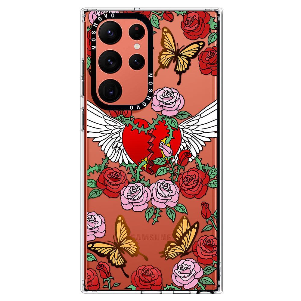 Heart With Wing Phone Case - Samsung Galaxy S22 Ultra Case - MOSNOVO