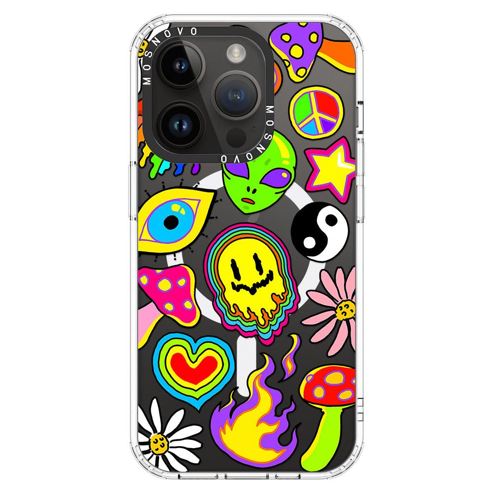 Hippie Rainbow Face Love Phone Case - iPhone 14 Pro Case - MOSNOVO
