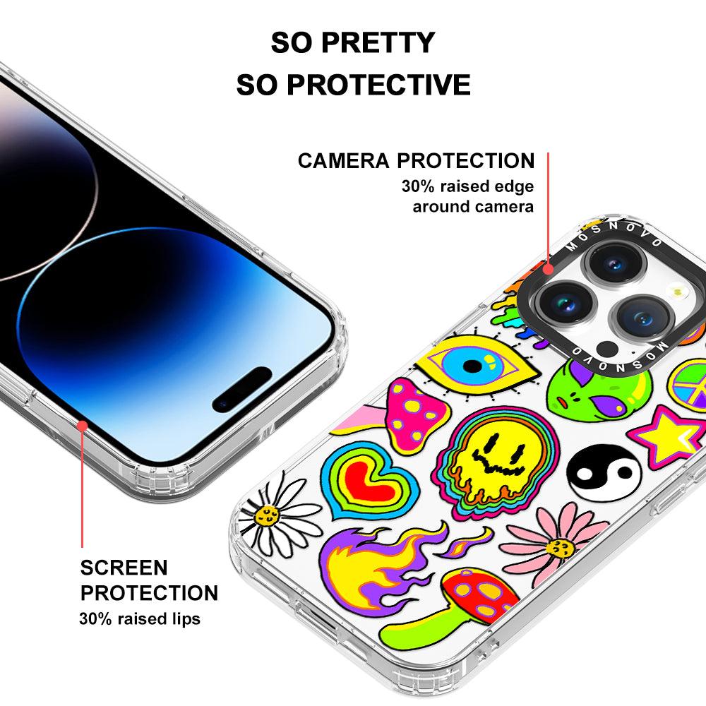 Hippie Rainbow Face Love Phone Case - iPhone 14 Pro Case - MOSNOVO