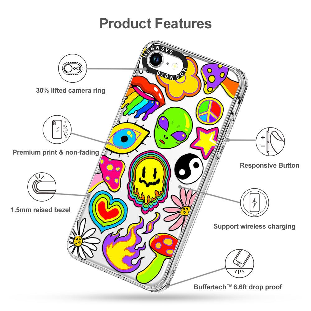 Hippie Rainbow Face Love Phone Case - iPhone 8 Case - MOSNOVO