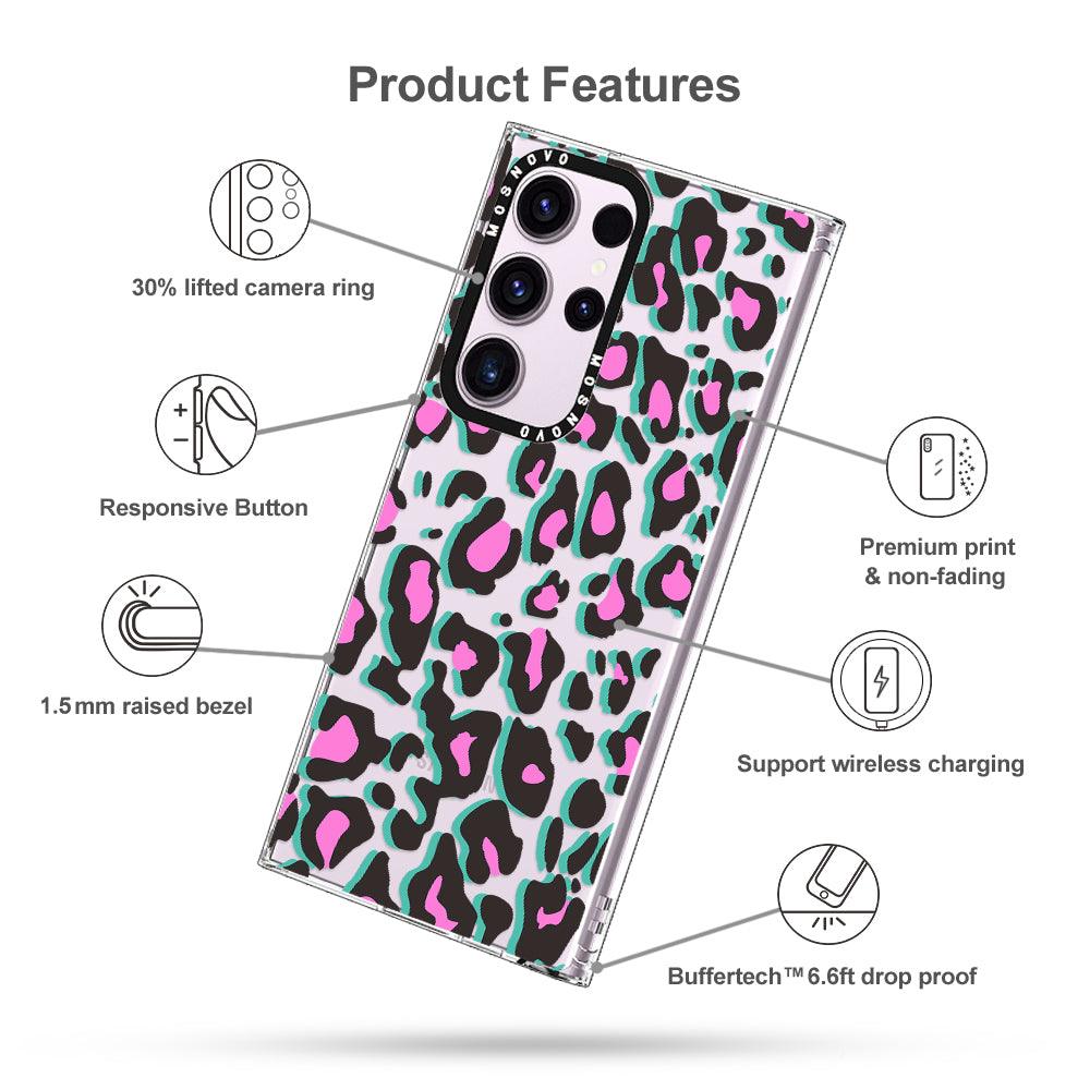 Hot Pink Leopard Print Phone Case - Samsung Galaxy S23 Ultra Case - MOSNOVO