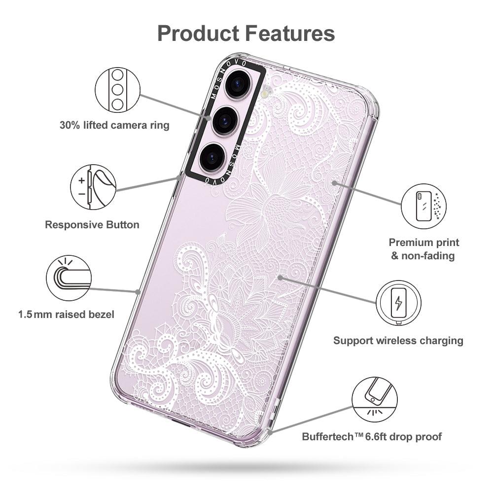 Lace White Flower Phone Case - Samsung Galaxy S23 Case - MOSNOVO