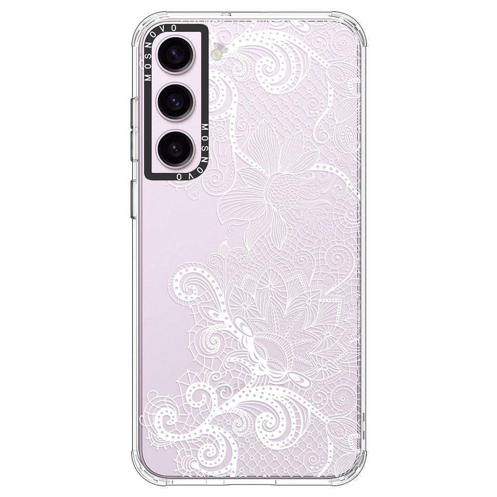 Lace White Flower Phone Case - Samsung Galaxy S23 Case - MOSNOVO