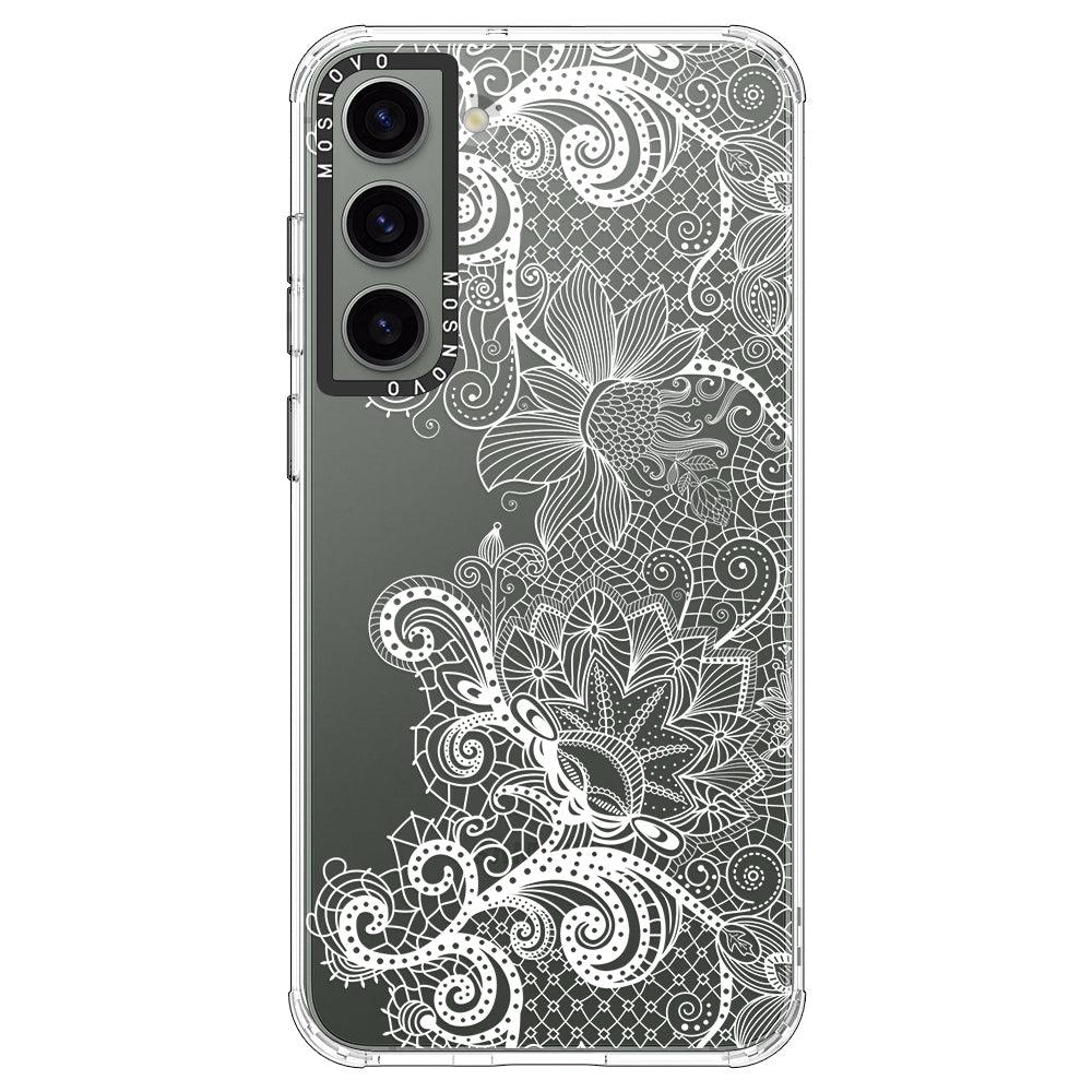 Lace White Flower Phone Case - Samsung Galaxy S23 Case - MOSNOVO