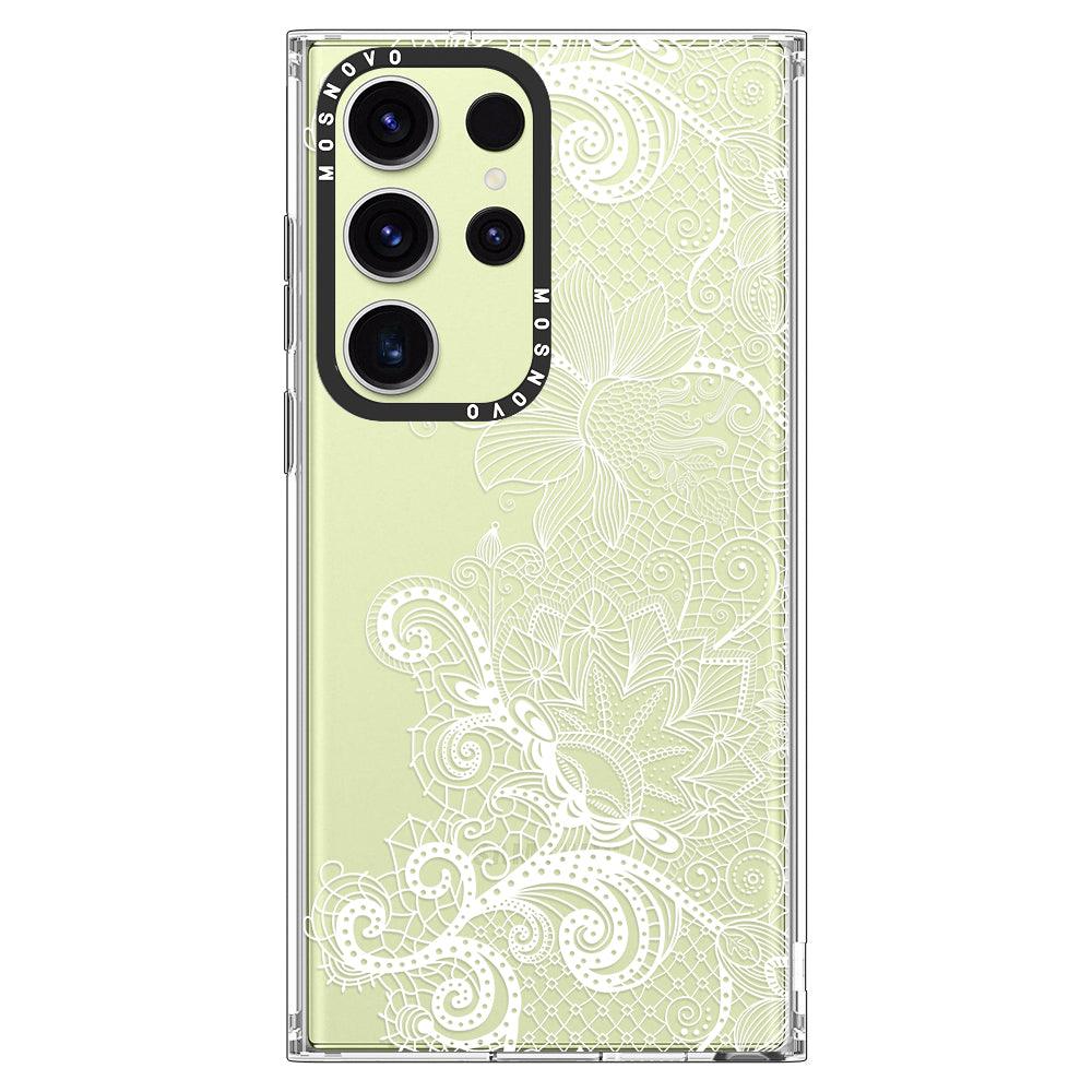 Lace White Flower Phone Case - Samsung Galaxy S23 Ultra Case - MOSNOVO