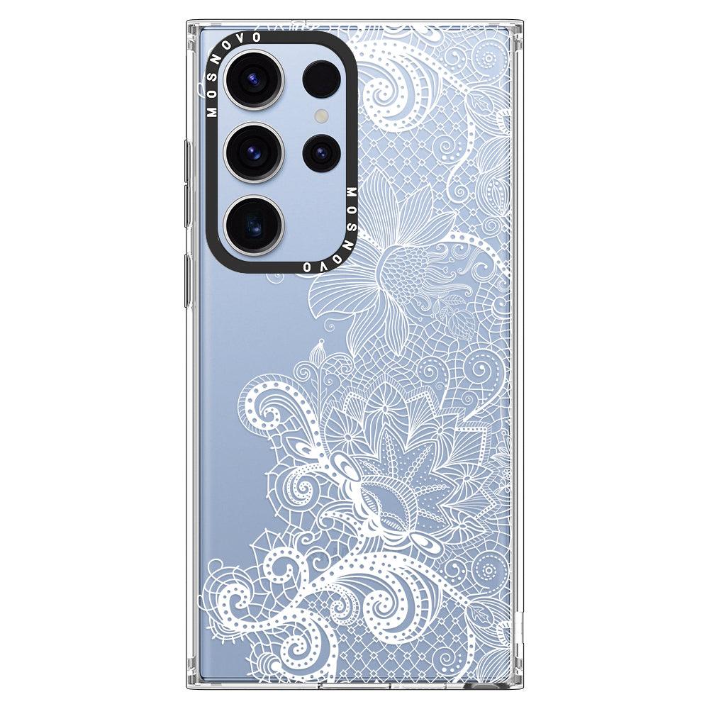 Lace White Flower Phone Case - Samsung Galaxy S23 Ultra Case - MOSNOVO