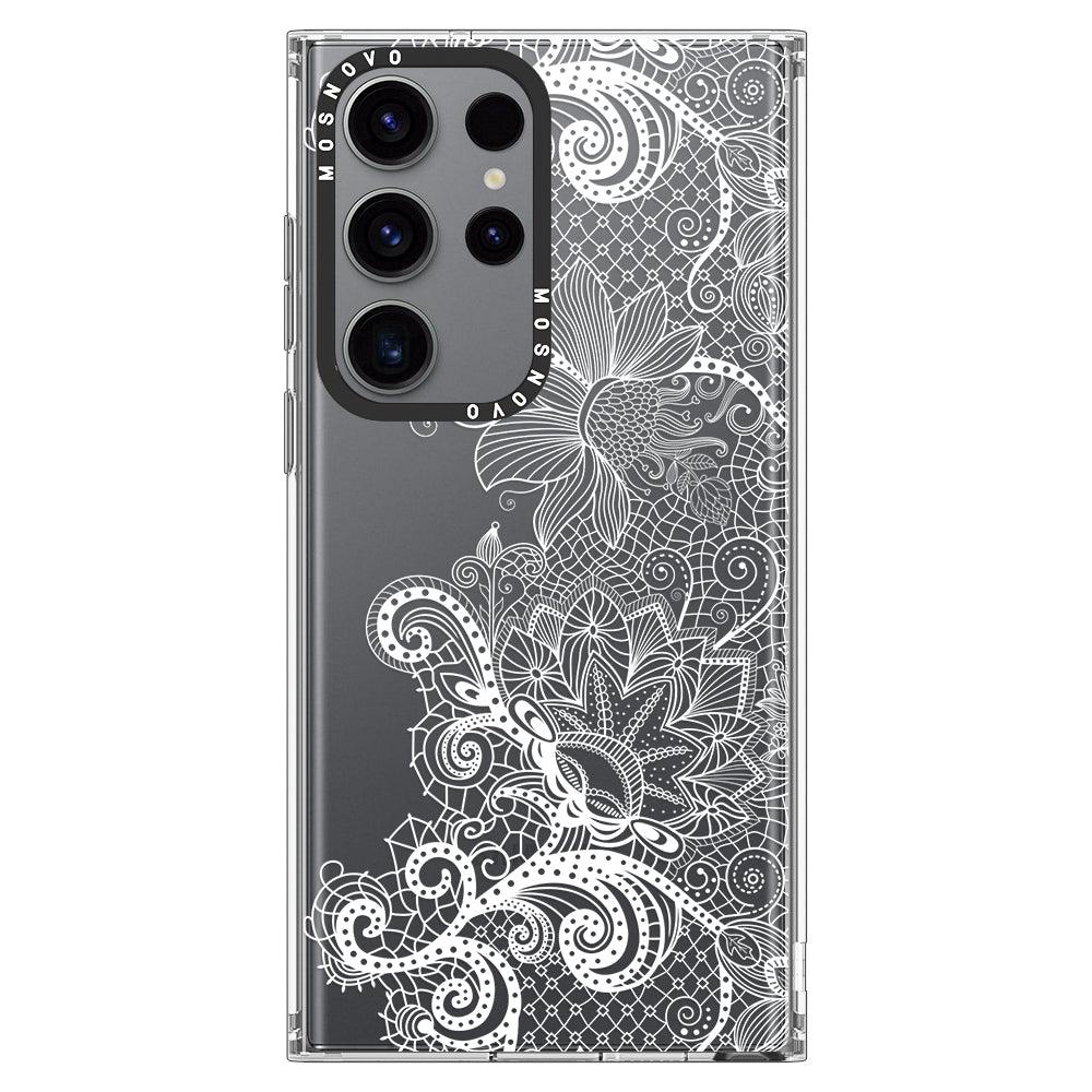 Lace White Flower Phone Case - Samsung Galaxy S23 Ultra Case - MOSNOVO