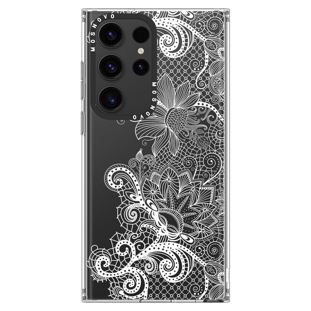 Lace White Flower Phone Case - Samsung Galaxy S23 Ultra Case - MOSNOVO