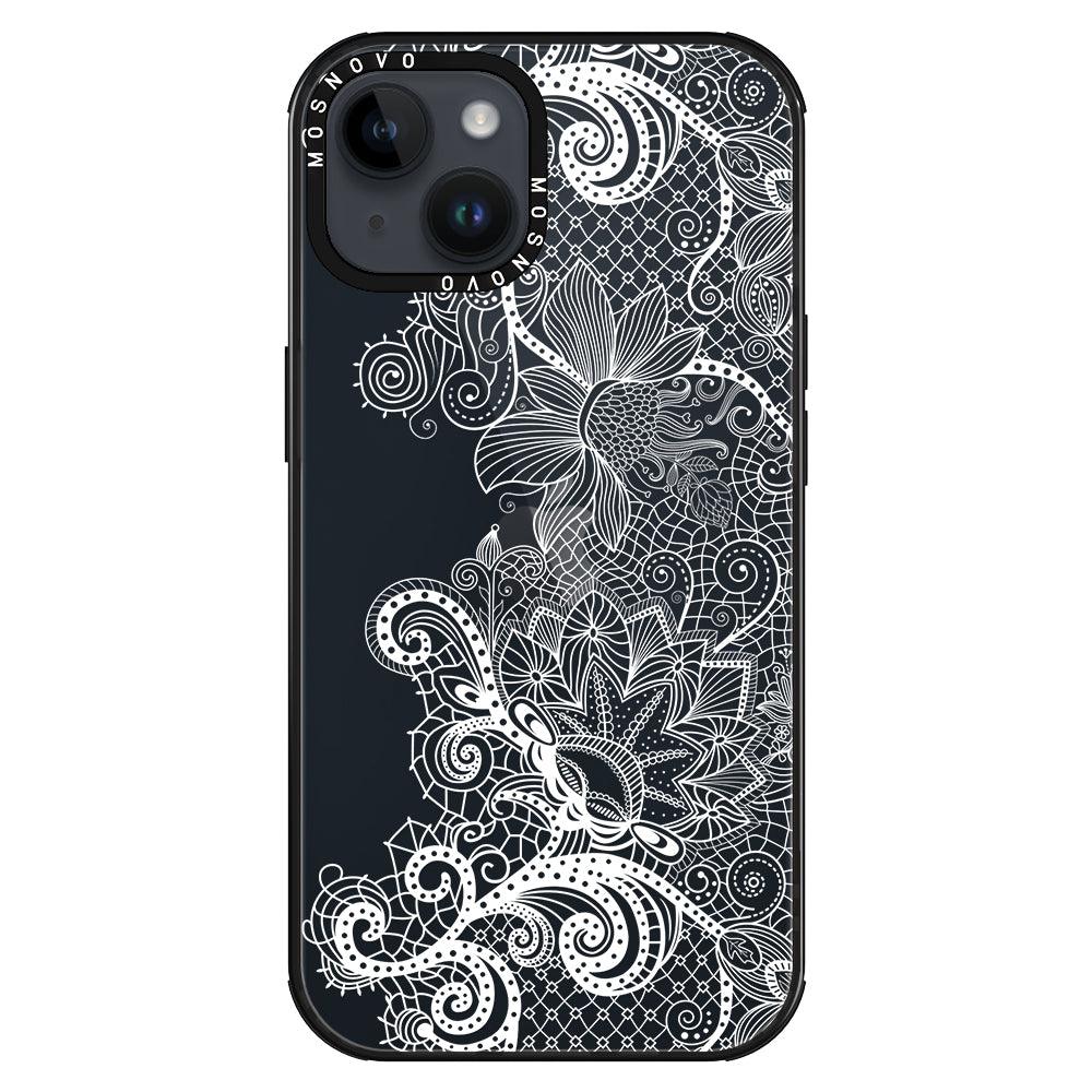 Lacy White Flower Phone Case - iPhone 14 Case - MOSNOVO