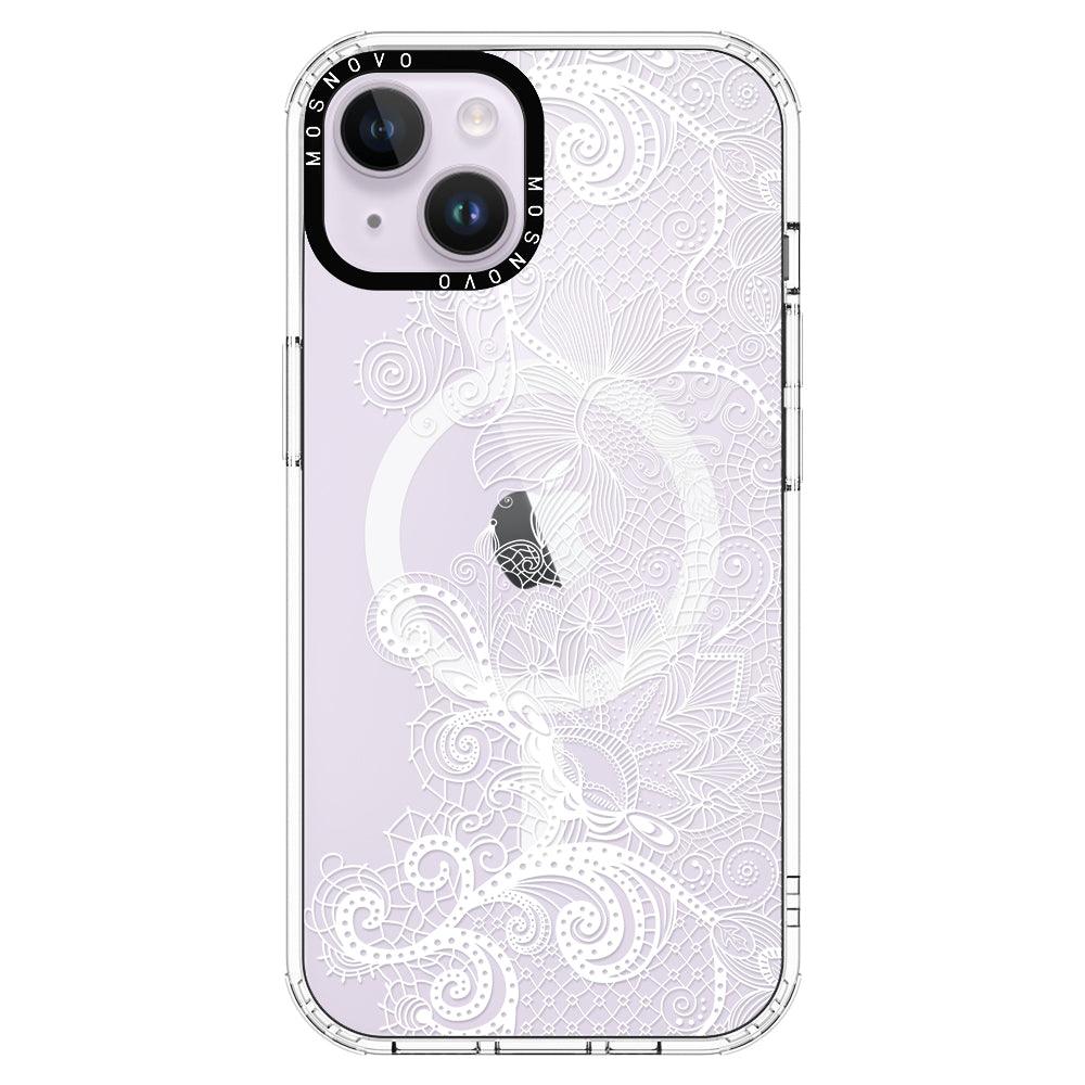 Lacy White Flower Phone Case - iPhone 14 Case - MOSNOVO