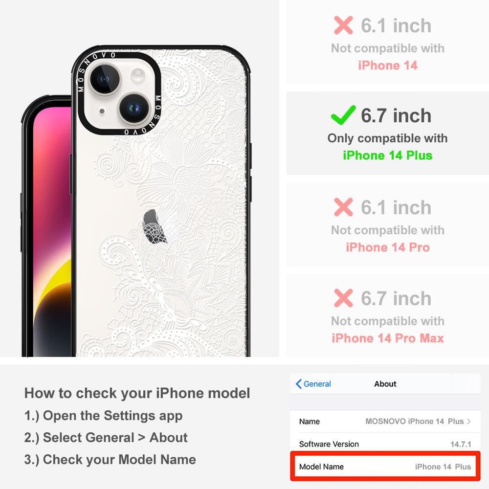Lacy White Flower Phone Case - iPhone 14 Plus Case - MOSNOVO