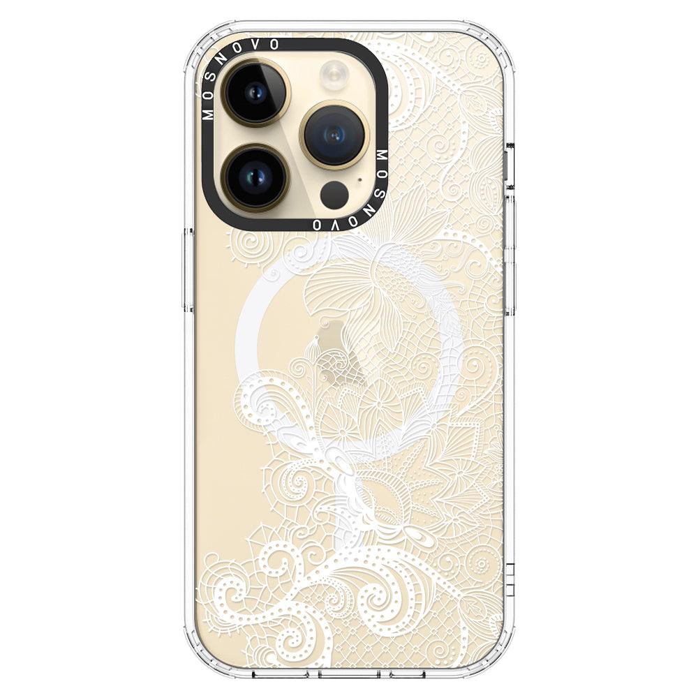 Lacy White Flower Phone Case - iPhone 14 Pro Case - MOSNOVO