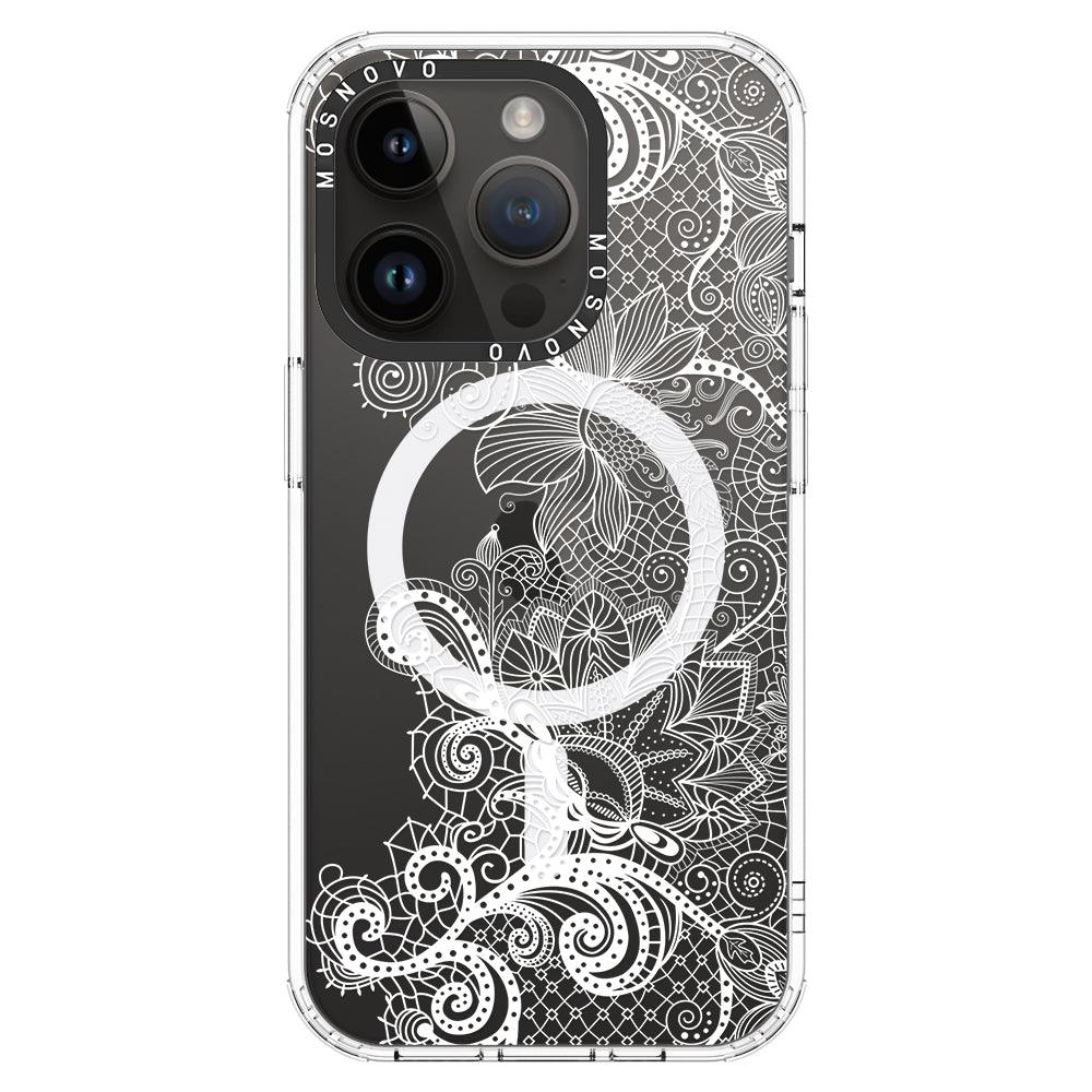 Lacy White Flower Phone Case - iPhone 14 Pro Case - MOSNOVO