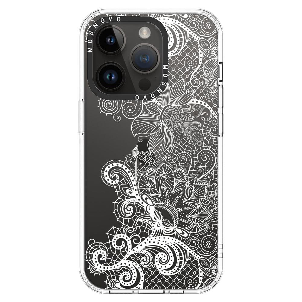 Lacy White Flower Phone Case - iPhone 14 Pro Case - MOSNOVO