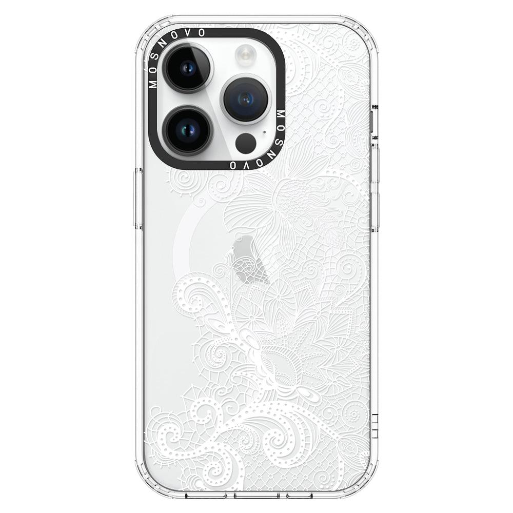 Lacy White Flower Phone Case - iPhone 14 Pro Case - MOSNOVO