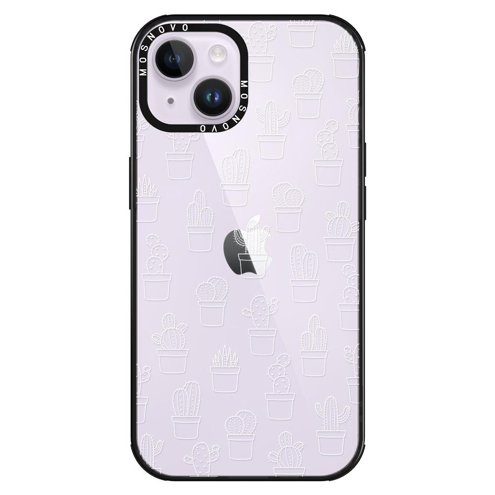 White Potted Cactus Phone Case - iPhone 14 Case - MOSNOVO