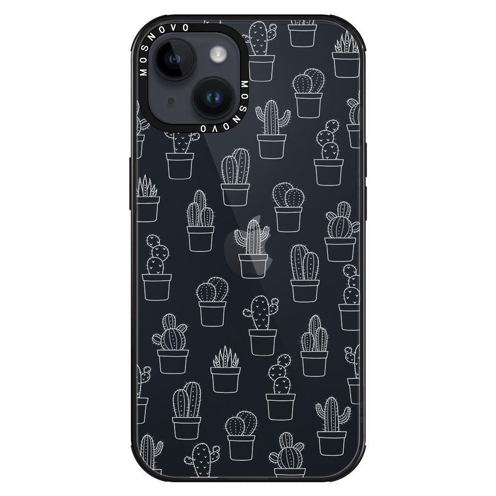 White Potted Cactus Phone Case - iPhone 14 Plus Case - MOSNOVO