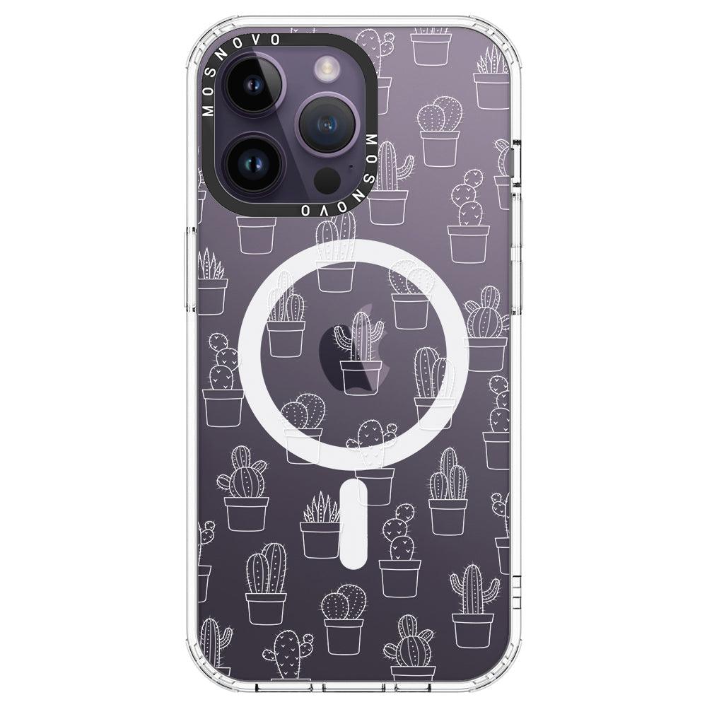 White Potted Cactus Phone Case - iPhone 14 Pro Max Case - MOSNOVO