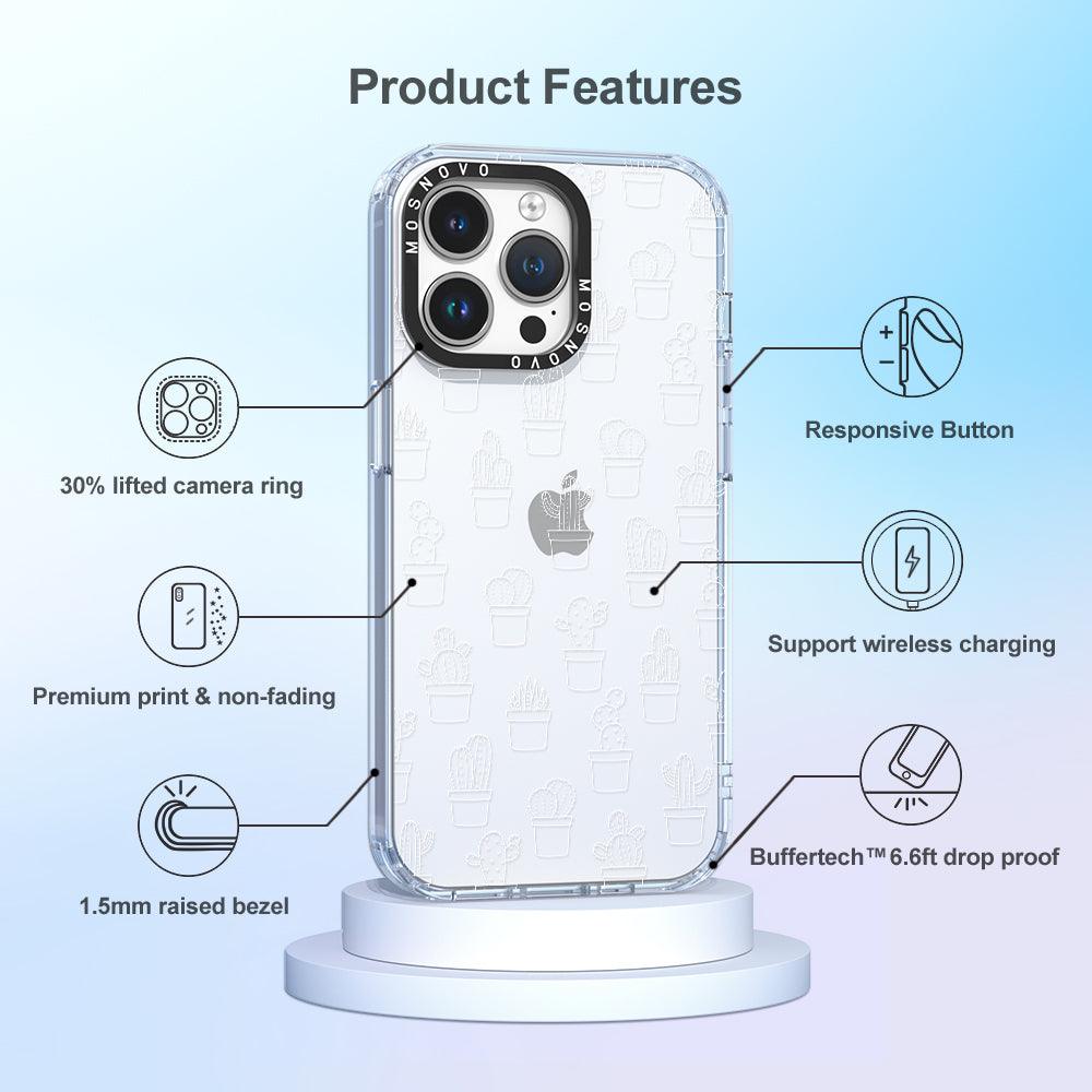 White Potted Cactus Phone Case - iPhone 14 Pro Max Case - MOSNOVO
