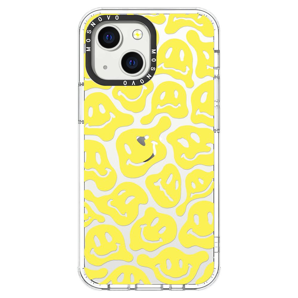 Melted Yellow Smiles Face Phone Case - iPhone 13 Mini Case - MOSNOVO