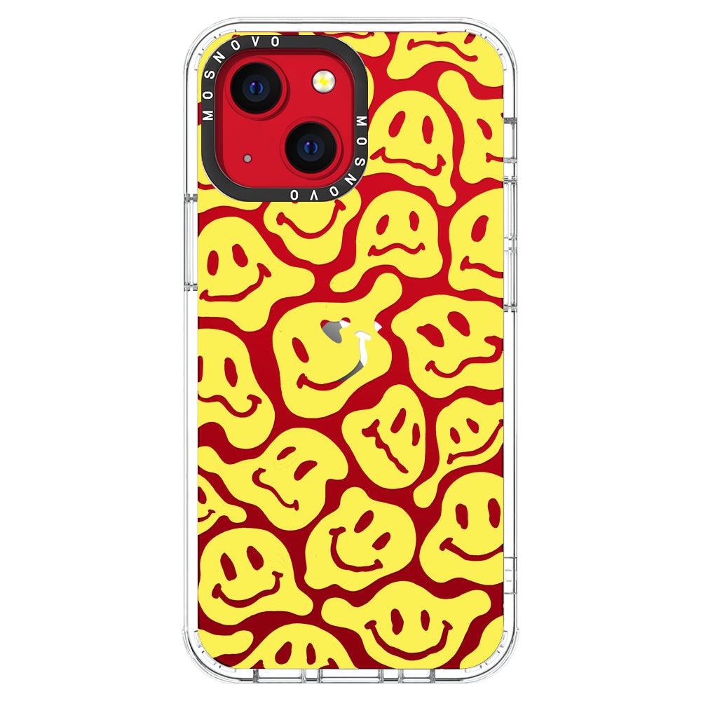 Melted Yellow Smiles Face Phone Case - iPhone 13 Mini Case - MOSNOVO