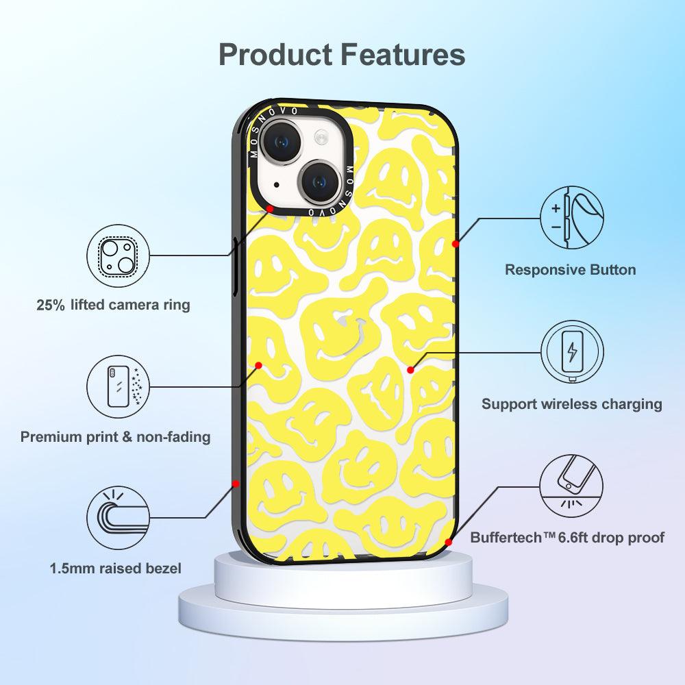 Melted Yellow Smiles Face Phone Case - iPhone 14 Plus Case - MOSNOVO