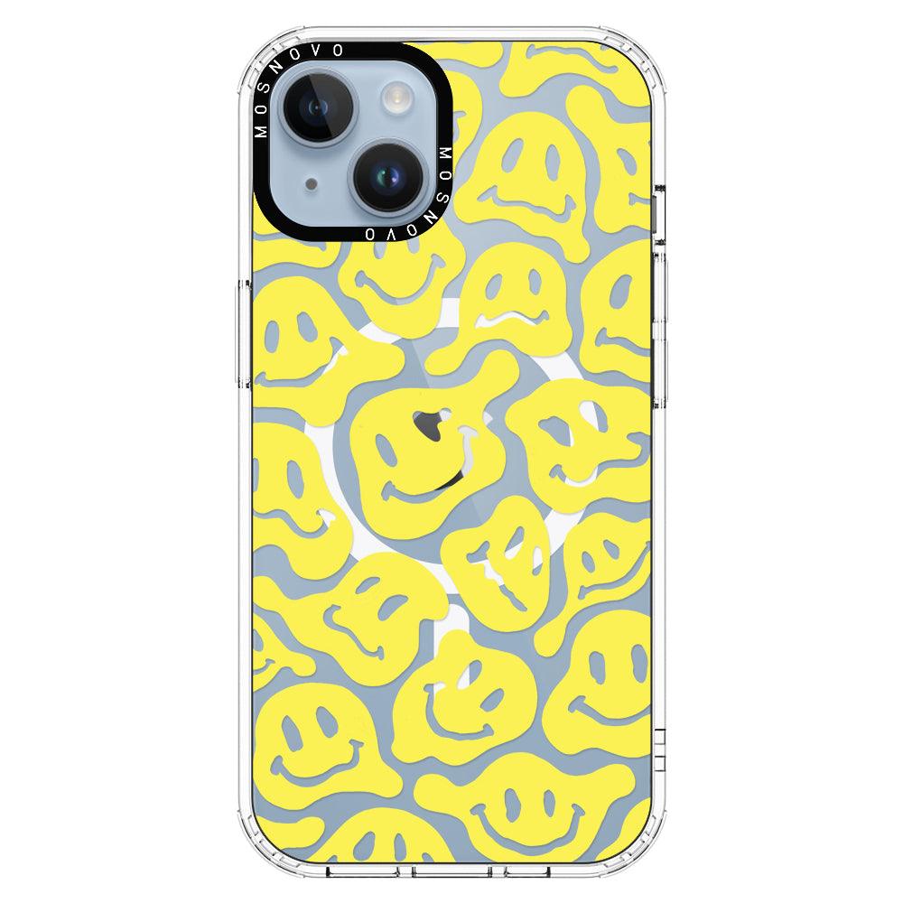 Melted Yellow Smiles Face Phone Case - iPhone 14 Plus Case - MOSNOVO