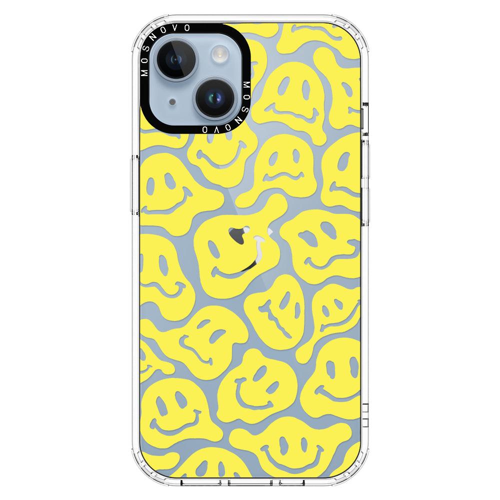 Melted Yellow Smiles Face Phone Case - iPhone 14 Plus Case - MOSNOVO