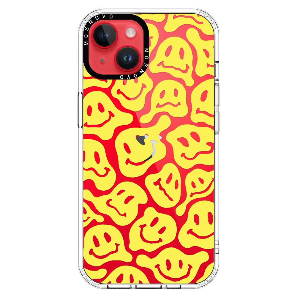 Melted Yellow Smiles Face Phone Case - iPhone 14 Plus Case - MOSNOVO